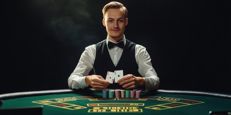 Andar Bahar card game being dealt live by professional dealer at danatoto 4d